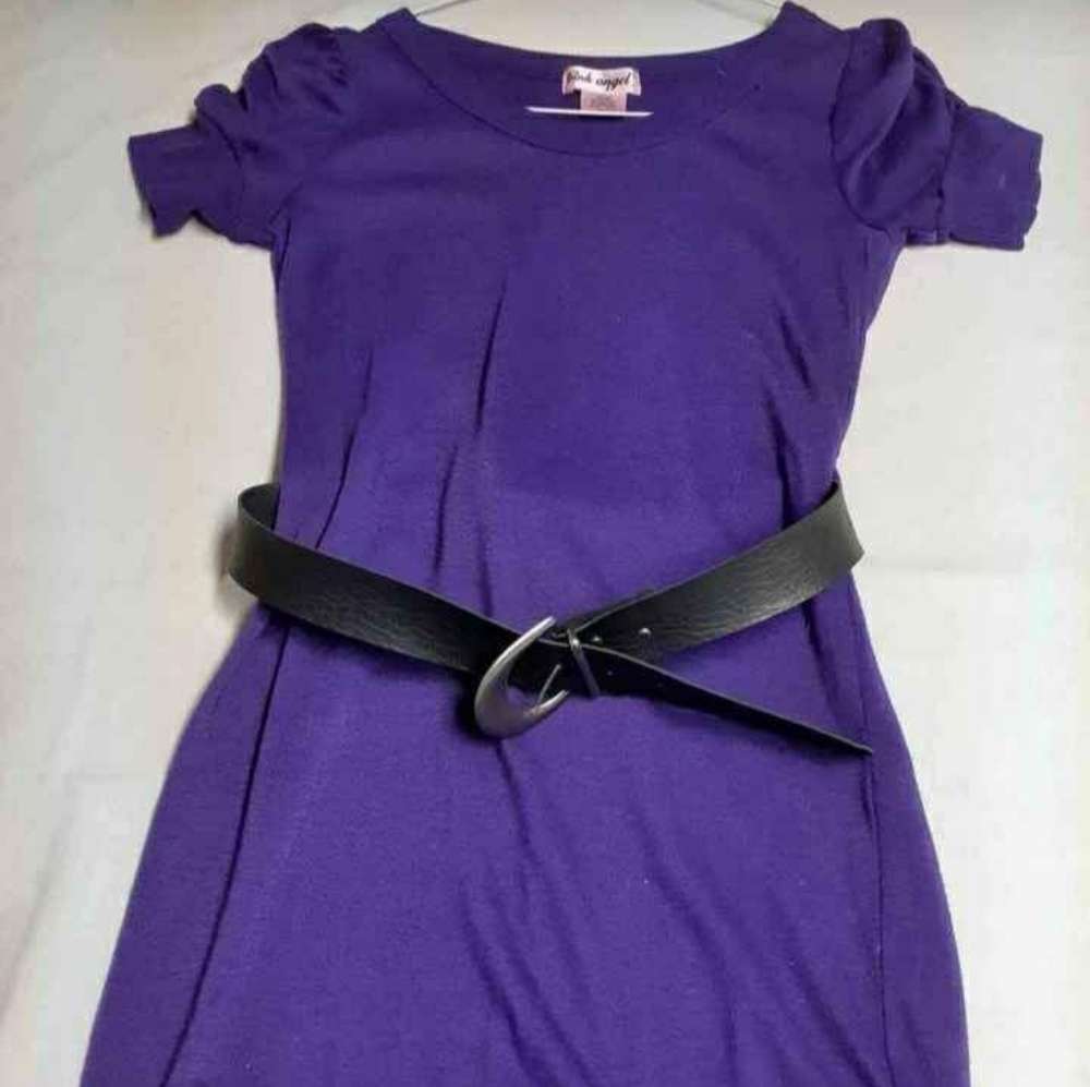 4/$40 Purple Shirt Dress with Belt - Size 16 (Girl) - Picture 2 of 6